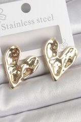 316 Çelik Gold Renk İşlemeli Kalp Model Kadın Küpe - TJ-BKP10530