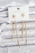 Çiçek Model Gold Pirinç Sallantılı Kadın Küpe - TJ-BKP11465