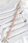 Pirinç Pembe Zirkon Taşlı Daire Baget Model Gold Renk VIP Seri Kadın Bileklik - TJ-BB7512