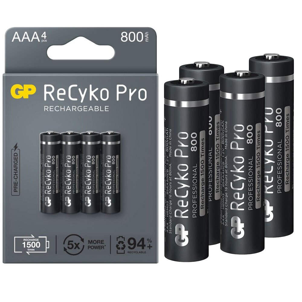 GP RECYKO PRO İNCE AAA 800 MAH ŞARJLI 4LÜ PİL GP85AAAHCB-2EB4 (GPRHCH83B205) (4944)