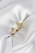 Zirkon Taşlı Kemik Model Gold Renk Kadın Yüzük - TJ-BYK3932