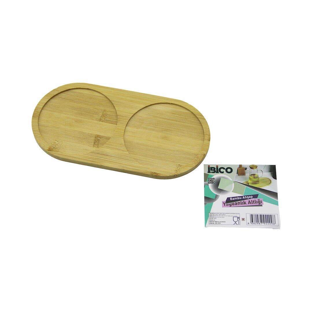 2 BÖLMELİ OVAL AHŞAP BAMBU YAĞDANLIK ALTLIK MİNİ TEPSİ 12 X 23.4 X 0.8CM (4944)