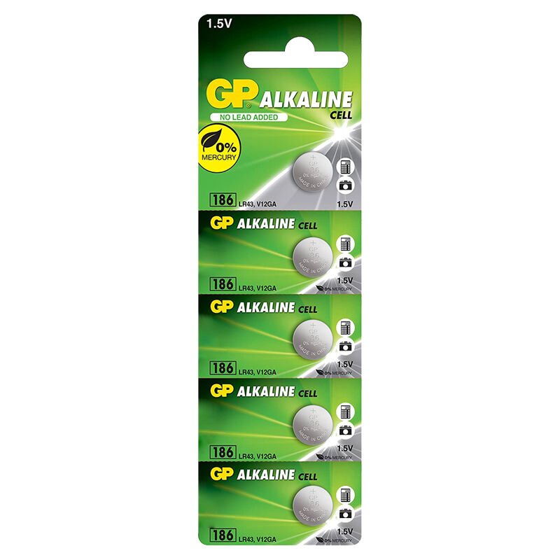 GP 186 LR43 ALKALİN 1.5V DÜĞME PİL ( (186F-2C5) 5Lİ PAKET (4944)