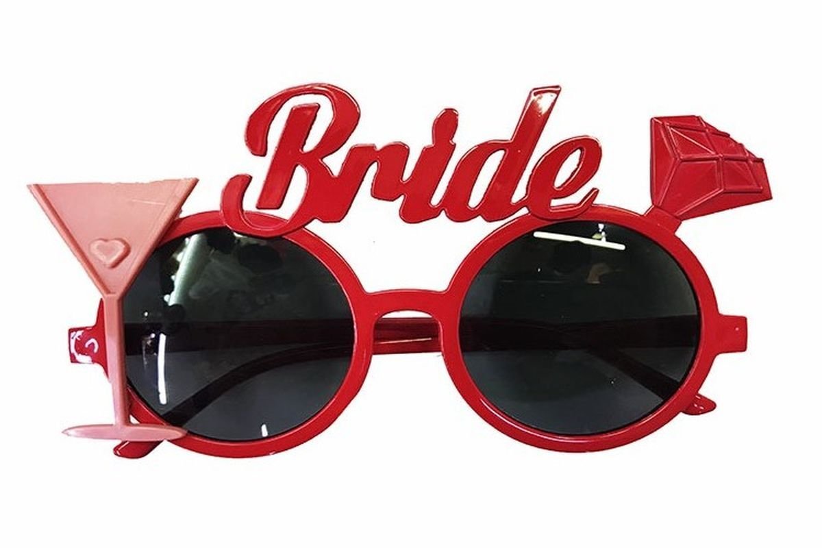 Kırmızı Renk Bride Bekarlığa Veda Partisi Gözlüğü 8x16 cm