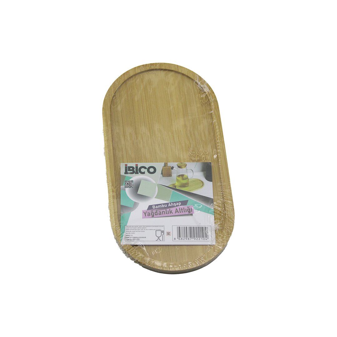 OVAL AHŞAP BAMBU YAĞDANLIK ALTLIK MİNİ TEPSİ 12 X 23.3 X 0.8CM (4944)