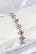 Pirinç Pembe Zirkon Taşlı Yonca Model Gümüş Renk VIP Seri Kadın Bileklik - TJ-BB7516