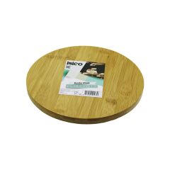 YUVARLAK=24.5CM AYAKLI= 4CM DÜZ YÜZEY AHŞAP BAMBU SUNUM TEPSİSİ - MİNİ SOFRA (4944)