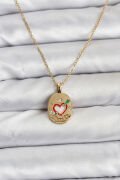 316L Çelik Zincir Gold Renk Kalp Figürlü Kadın Kolye - TJ-BKO10757