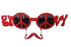 Kırmızı Renk Groom Yazılı Bıyıklı Damat Gözlüğü 7x21 cm