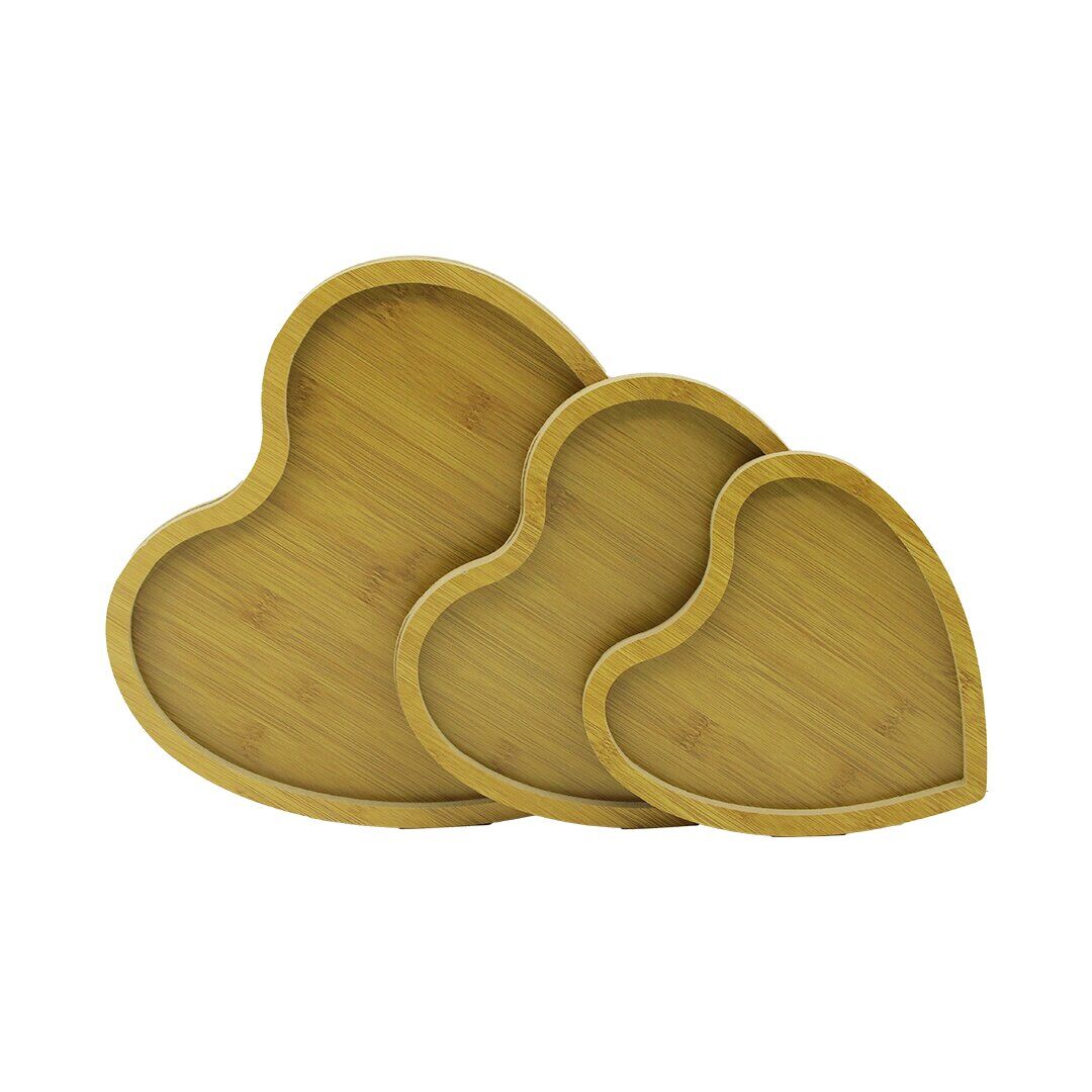 KALPLİ - 3LÜ SET  AHŞAP MDF  SUNUM TEPSİ SETİ 18X19--22X23--27X28CM (4944)
