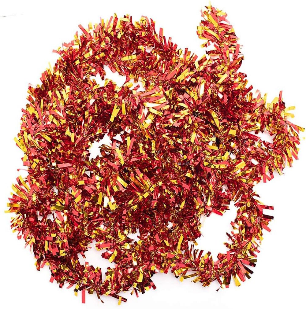 Kırmızı Altın Renk 4 cm Genişlik Garland Çift Renk Sim Süs 180 cm (4944)