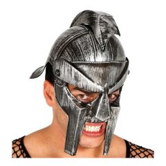 Gladyatör Savaş Kaskı Miğferi İnce Başlık Gümüş Renk