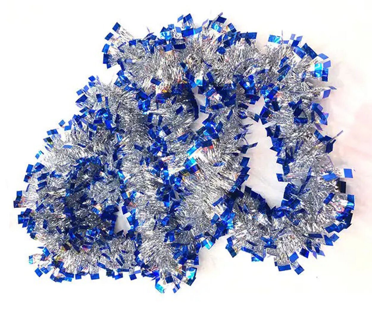Mavi Gümüş Renk 4 cm Genişlik Garland Çift Renk Sim Süs 180 cm (4944)