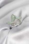 Gümüş Renk Su Yeşili Kelebek Model Zirkon Taşlı Kadın Yüzük - TJ-BYK3947