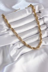 316L Çelik Gold Renk Örme Burgu Zincir Model Kadın Kolye - TJ-BKO8344