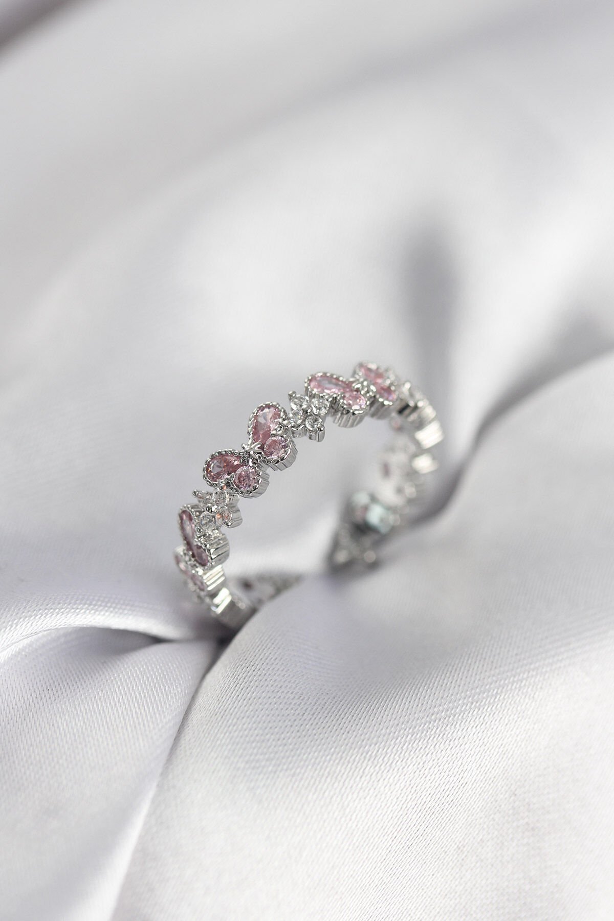 Pembe Zirkon Taşlı Kelebek Model Kadın Yüzük - TJ-BYK3951