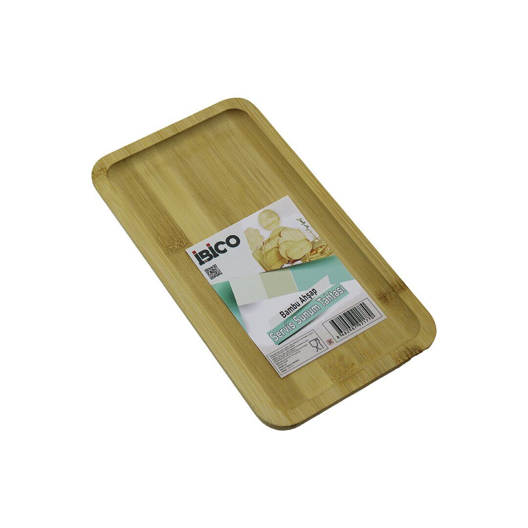 DİKDÖRTGEN AHŞAP BAMBU SERVİS SUNUM TEPSİ - TAHTASI MİNİ TEPSİ 25 X 14 X 1.4CM (4944)