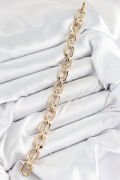 Pirinç Zirkon Taşlı Parçalı Zincir Model Gold Renk Kadın Bileklik - TJ-BB7535
