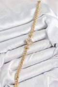 Pirinç Zirkon Taşlı Yonca Model Gold Renk Kadın Bileklik - TJ-BB7537