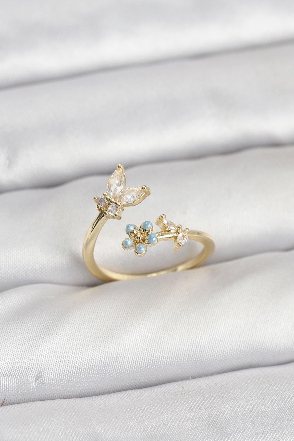 Pirinç Gold Renk Kelebek Model Kadın Yüzük - TJ-BYK3915