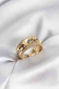Gold Renk Zirkon Taşlı Vintage Kadın Yüzük - TJ-BYK3959
