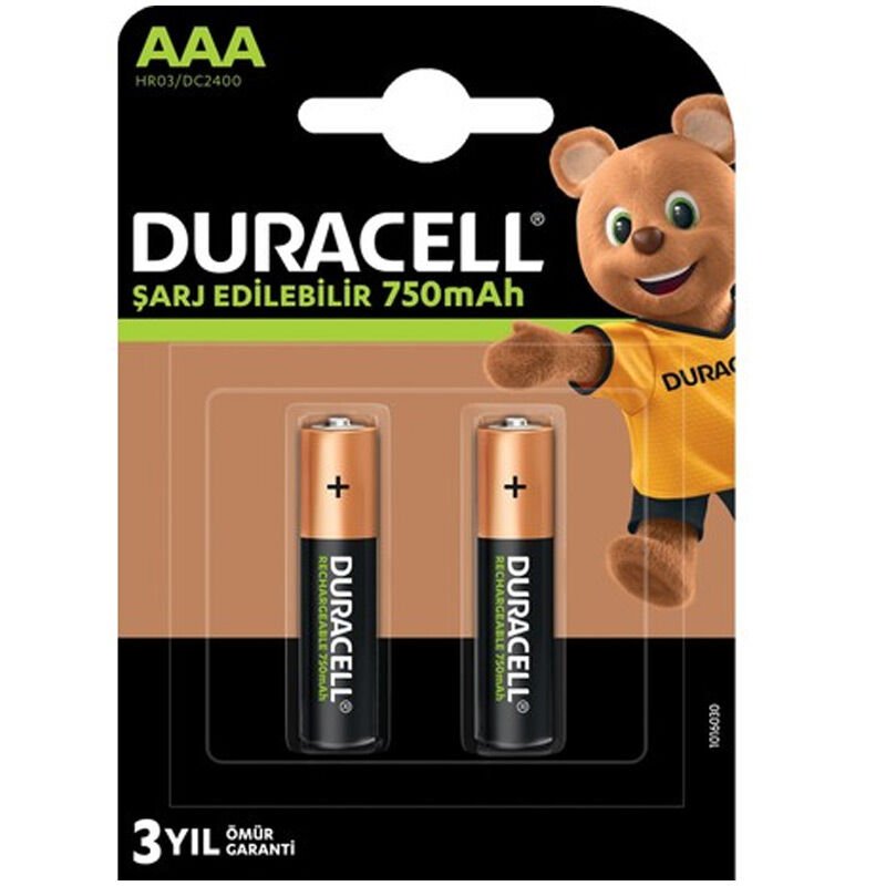 DURACELL HR03/DC2400 İNCE 750 MA ŞARJLI AAA 2Lİ PİL (4944)