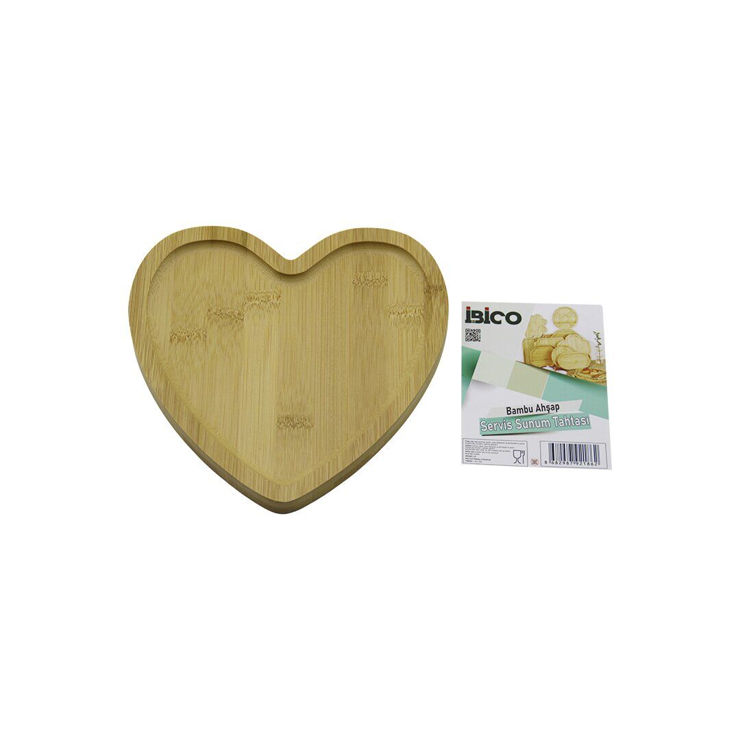 KALP MODEL AHŞAP BAMBU SERVİS SUNUM TEPSİ - TAHTASI 20.5 X 19.5 X 1.4CM (4944)