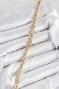Pirinç Zirkon Taşlı Oval Model Gold Renk Kadın Bileklik - TJ-BB7543