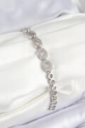 Pirinç Zirkon Taşlı Oval Model Gümüş Renk Kadın Bileklik - TJ-BB7544