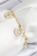 Pirinç Zirkon Taşlı Deniz Kabuğu Model Gold Renk Kadın Bileklik - TJ-BB7772