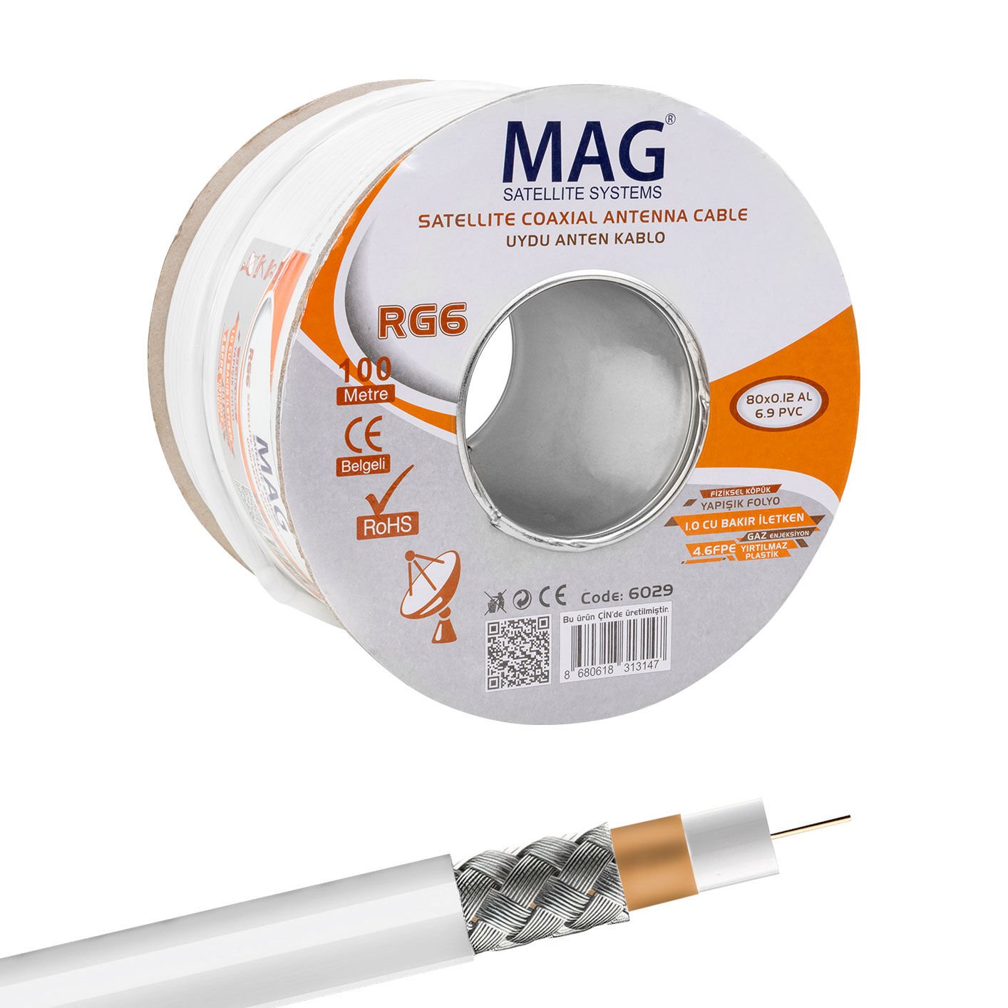 MAG RG6/U4 SAT1 BAKIR ANTEN KABLOSU (100 METRE) (4944)
