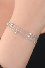 316L Çelik Gümüş Renk Minimal Top Figür Kadın Bileklik - TJ-BB5142