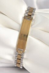 316L Çelik Gold Gümüş Renk Zincir Künye Model Erkek Bileklik - TJ-EB3724