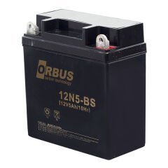 AKÜ 12 VOLT 5 AMPER ORBUS 12N5-BS ASİT İÇİNDE KARBON MOTOSİKLET AKÜSÜ (4944)