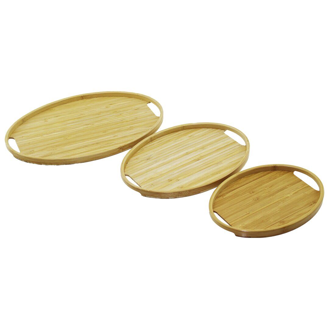 OVAL - 3 BOY BAMBU AHŞAP TEPSİ SETİ 20X29--26X36--31X45CM (4944)