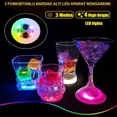Işıklı Yapışkanlı Bardak Altı Aparatı Ledli 3 Fonksiyonlu 6 cm Çap (4944)