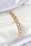 Pirinç Zirkon Taşlı Parçalı Model Gold Renk Kadın Bileklik - TJ-BB7551