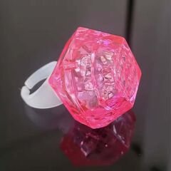 Kristal Tasarımlı Led Glow Işıklı 3 Modlu Pembe Yüzük 3.5 x 5 cm (4944)