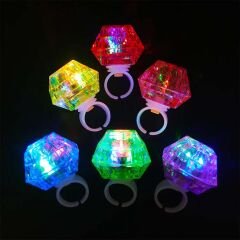 Kristal Tasarımlı Led Glow Işıklı 3 Modlu Pembe Yüzük 3.5 x 5 cm (4944)