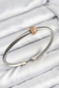 316L Çelik Zirkon Taşlı Burma Model Gold Ve Gümüş Renk Kadın Bileklik - TJ-BB7780