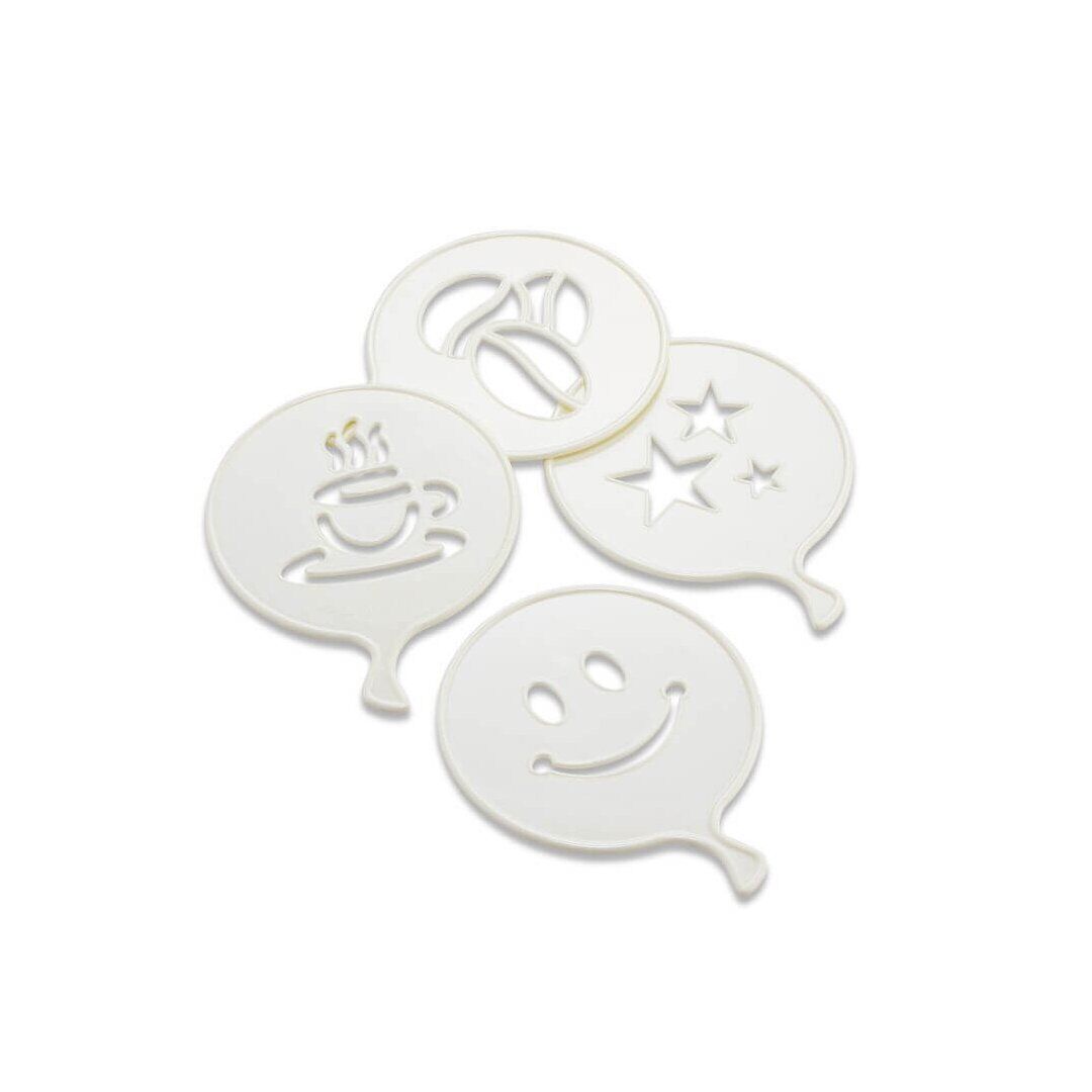 4 PCS SÜSLEME ŞABLONU PLASTİK KAHVE FİNCAN - YILDIZ - GÜLEN YÜZ - PALYAÇO (4944)