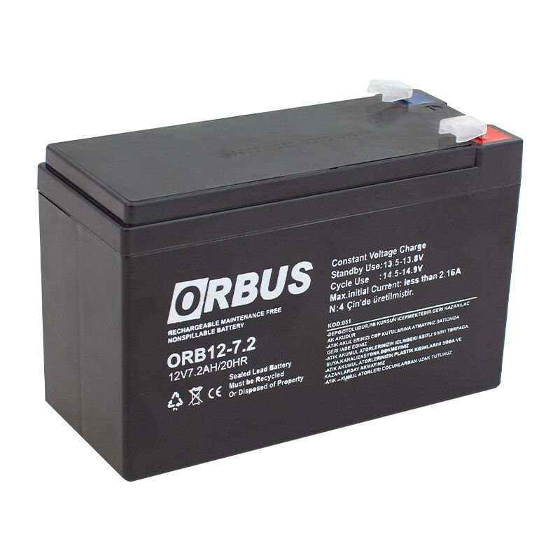 AKÜ 12 VOLT 7.2 AMPER ORBUS UPSLER İÇİN ORB12-7.2 (150 X 65 X 90 MM) (4944)