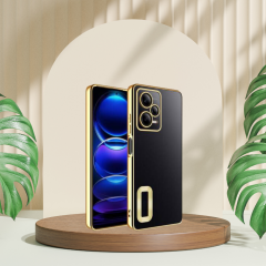 XİAOMİ REDMİ NOTE 12 PRO PLUS 4G YANLARI RENKLİ LENS KORUMALI LOGO GÖSTEREN MEGA KILIF GOLD