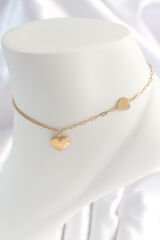 316L Çelik Gold Renk Kalp Model Kadın HalHal - TJ-HH1526
