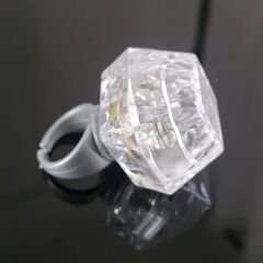 Kristal Tasarımlı Led Glow Işıklı 3 Modlu Gümüş Yüzük 3.5 x 5 cm (4944)