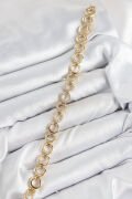 Pirinç Zirkon Taşlı Sıralı Halka Model Gold Renk Kadın Bileklik - TJ-BB7555