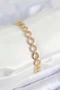 Pirinç Zirkon Taşlı Sıralı Halka Model Gold Renk Kadın Bileklik - TJ-BB7555