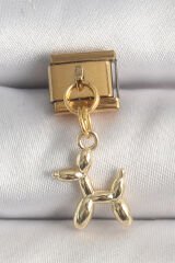 316L Çelik Gold Renk Sallantı Balan Köpek Model Nomination Charm - TJ-BC1366