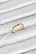 Pirinç Gold Renk Renkli Zirkon Taşlı Kadın Yüzük - TJ-BYK3884