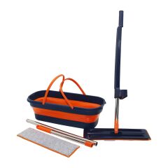 KENDİNDEN SIKMALI KATLANIR- TEKERLİ KOVALI MOP SETİ YEDEK BEZLİ360° BAŞLIK=11.5X41CM- SAP:130CM (4944)
